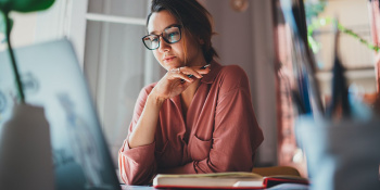 Woman in front of computer