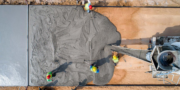 Workers using concrete
