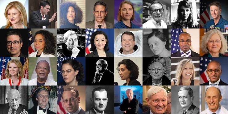 Portrait photos of notable alumni and scholars from North America