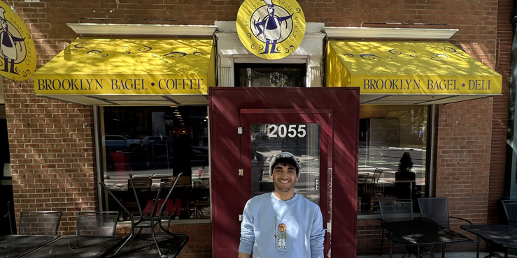 Sammy Houdaigui standing outside the Brooklyn Bagel Bakery.