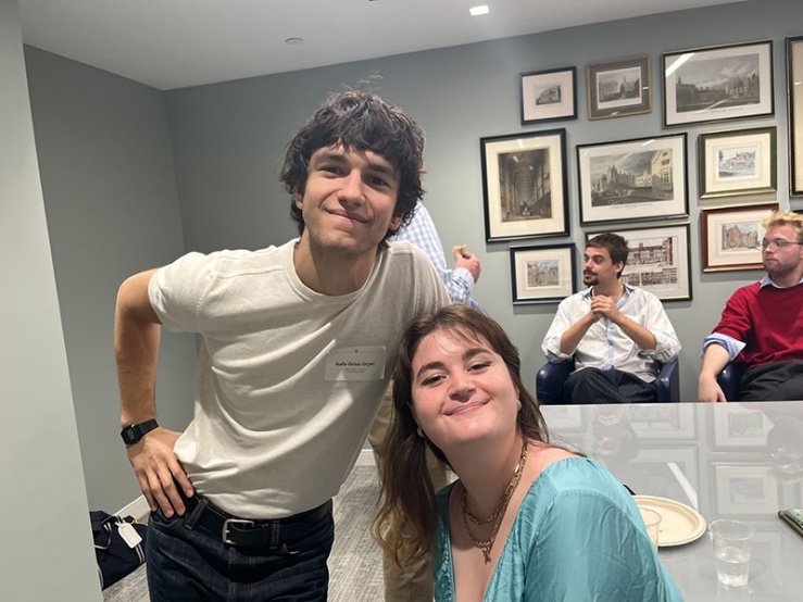 Rafael Griso and Maisie Johnson smiling to camera