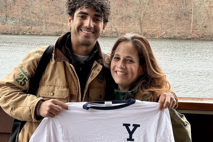 Sammy Houdaigui with his mother.