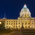 The Minnesota State Capitol building at night on September 11, 2012
