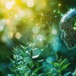AI human in nature surrounded by trees