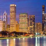 Chicago skyline at night