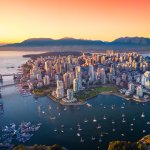 Vancouver skyline at dusk