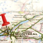 Montreal identified on a map with a red pin