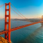 Image of the Golden Gate Bridge at dusk