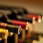 Wine bottles in a rack