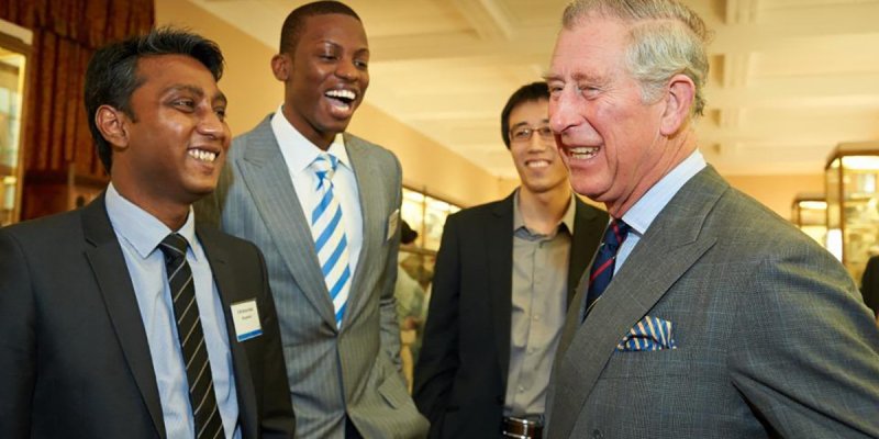 King Charles with Cambridge students