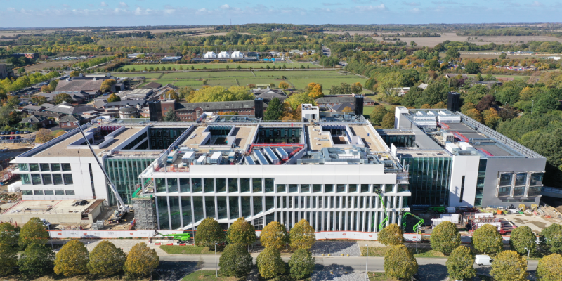 The Ray Dolby Centre and Cavendish Laboratory under construction, October 2022