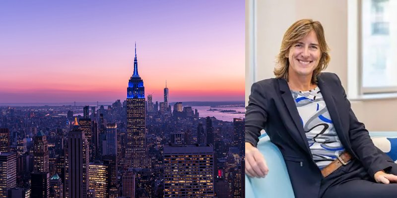 NYC Skyline and Photo of Katherine Grainger