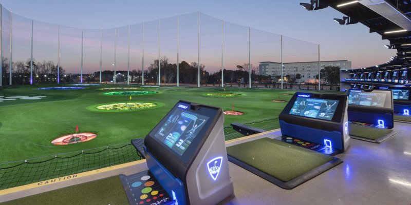 Golf green with screens
