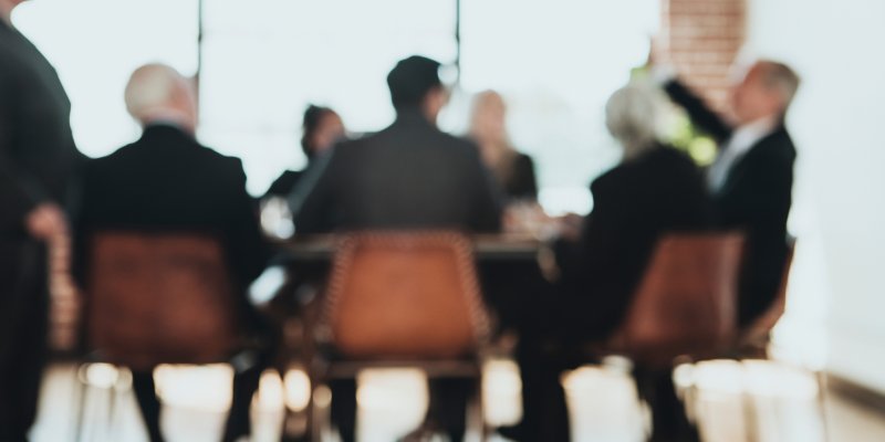 Stock image of a board meeting