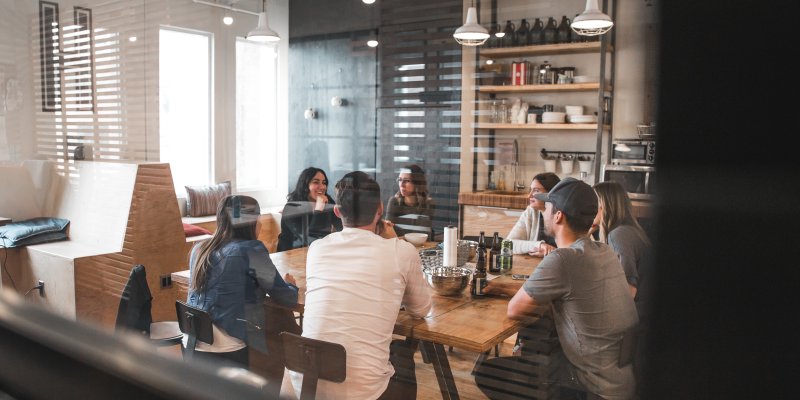 Stock photo of people having a casual meeting