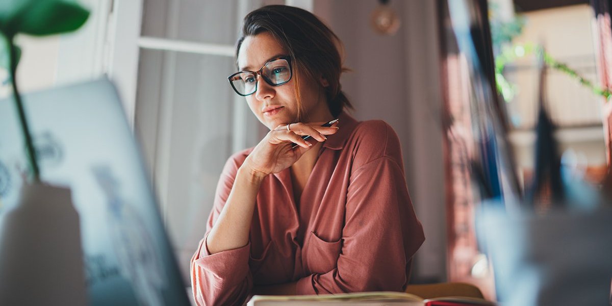 Woman in front of computer