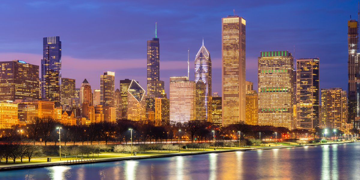 Chicago skyline at night